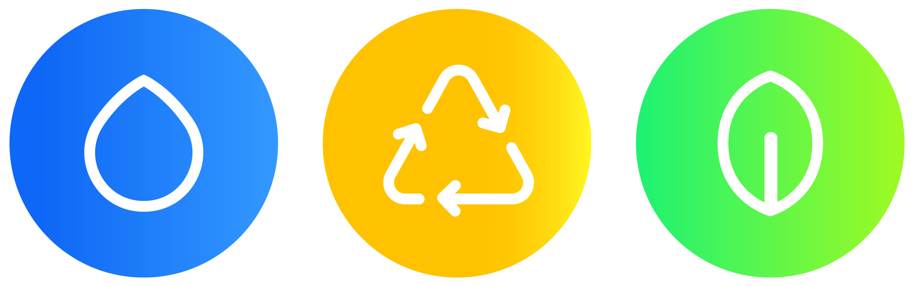 icon with three symbols for water, fire, and earth.