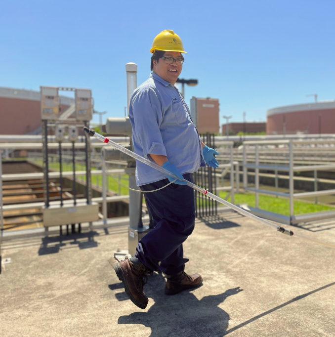 water worker with tube